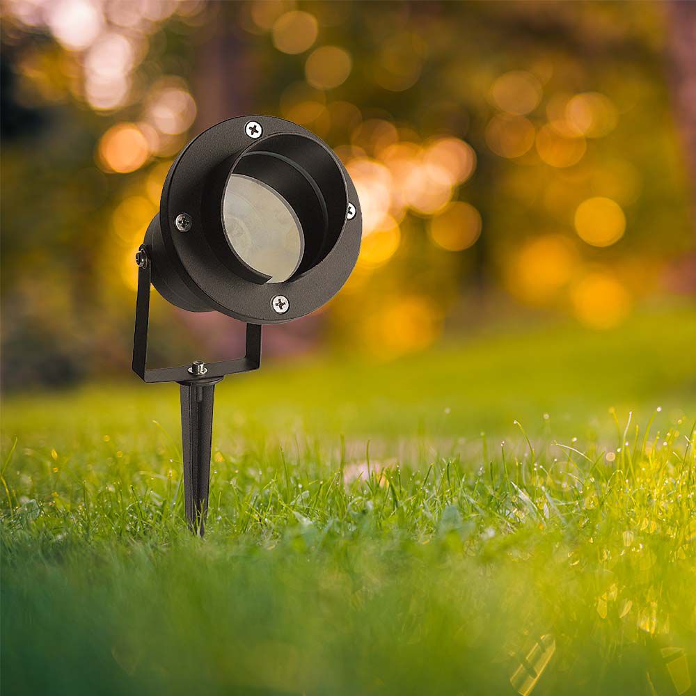 7572-2 Garden Spike Aluminu cu Suport GU10 Corp Negru IP65 - Image 1