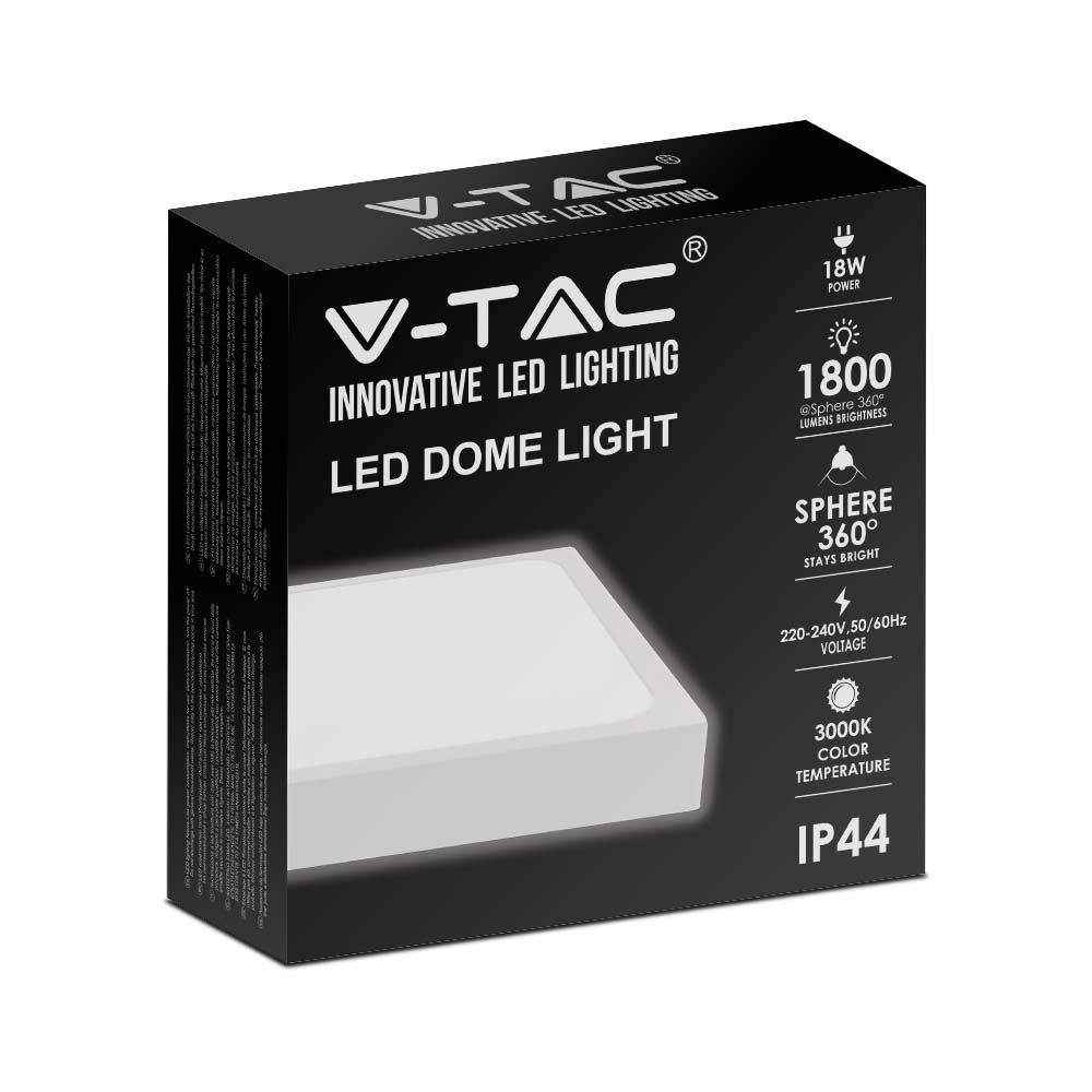 7626-3 18W Plafonieră LED Pătrată Ramă Albă 6500K IP44 - Image 1