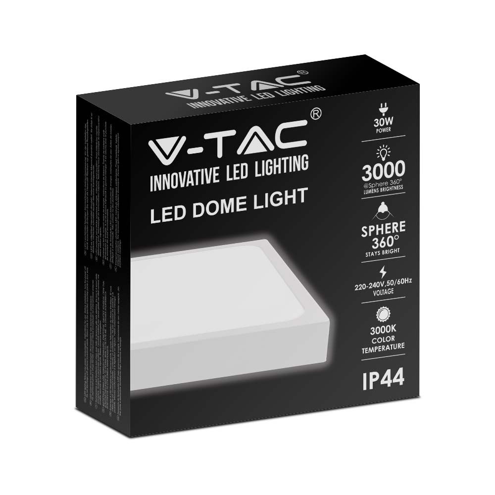 7632-3 30W Plafonieră LED Pătrată Ramă Albă 6500K IP44 - Image 1