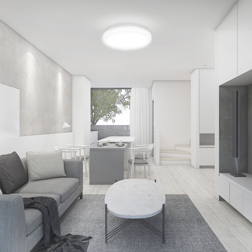 7659-2 18W LED Plafoniera LED Cu Senzor cu Microunde Rotundă Ramă Albă 3000K IP44 - Image 1
