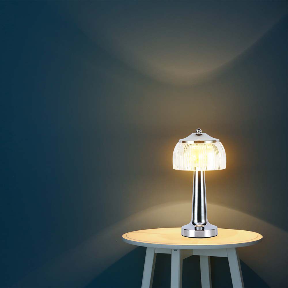 7939-2 LED Lampă de Masă 1800mAH Baterie D:13.5*26.5 Corp Cromat 3IN1 - Image 1