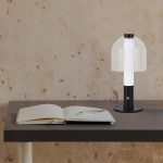 LED Lampă de Masă cu Acumulator 1800mAh 140 x 300 3 in 1 Neagră, Sticlă Transparentă
