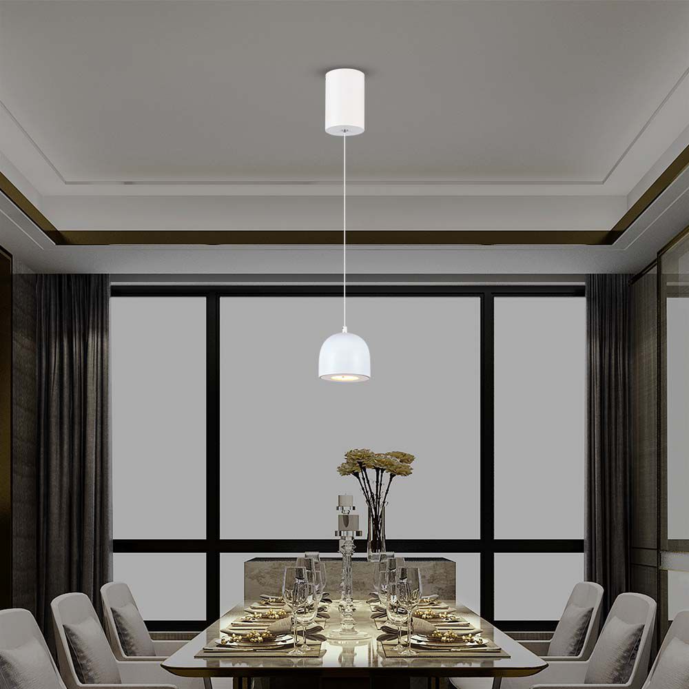 7996-2 8.5W LED Lampă Suspendată Φ100 Cablu Ajustabil Touch On/Of Corp Alb 3000K - Image 1