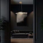 18W LED Lampă Decorativă Suspendată 700*250 Corp Auriu Desenat 3000K