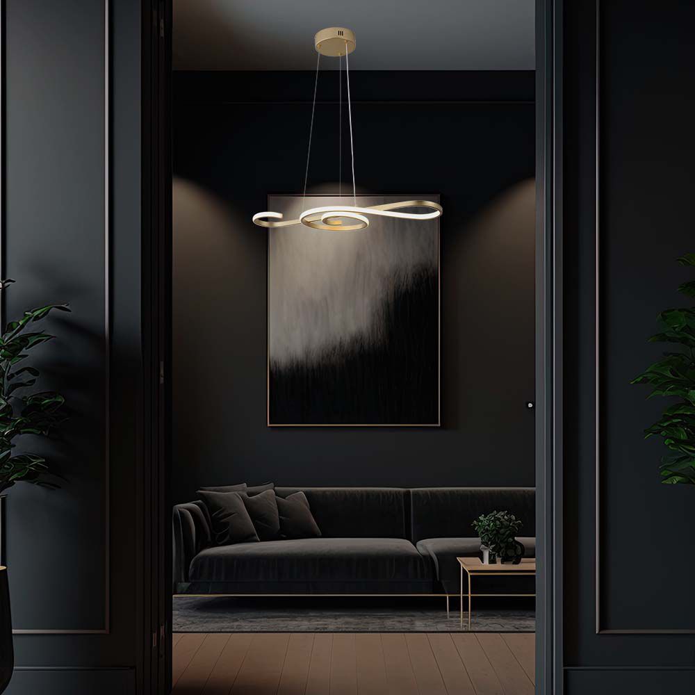 8021-2 18W LED Lampă Decorativă Suspendată 700*250 Corp Auriu Desenat 3000K - Image 1
