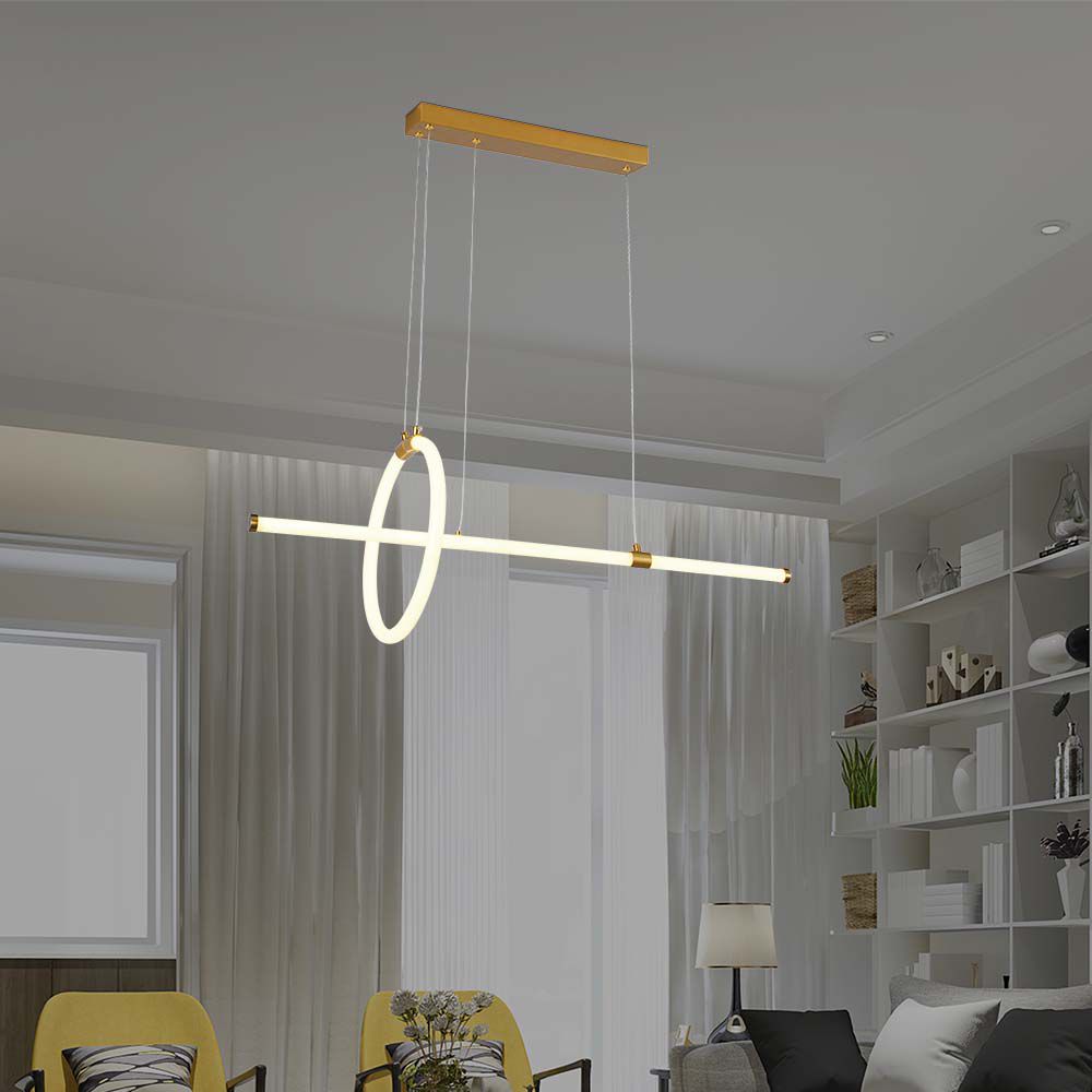 8023-2 16W LED Lampă Decorativă Suspendată 860*300 Corp Auriu Desenat 3000K - Image 1