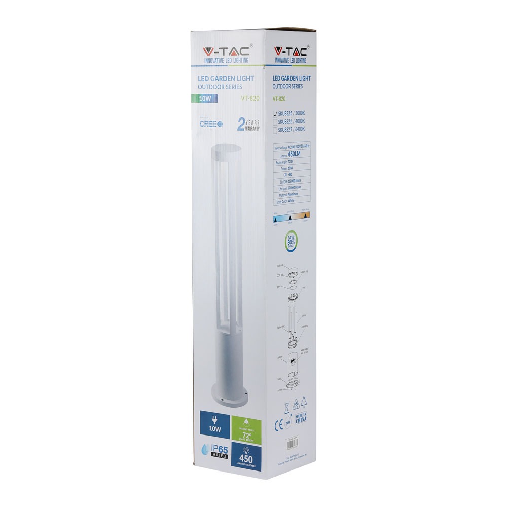 8327-3 10W Lampă LED Corp Alb Înălțime 80cm 6400K - Image 1