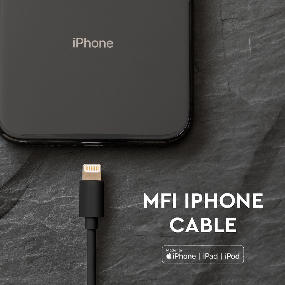 8452-2 Cablu Iphone Negru Licență MFI - Image 1