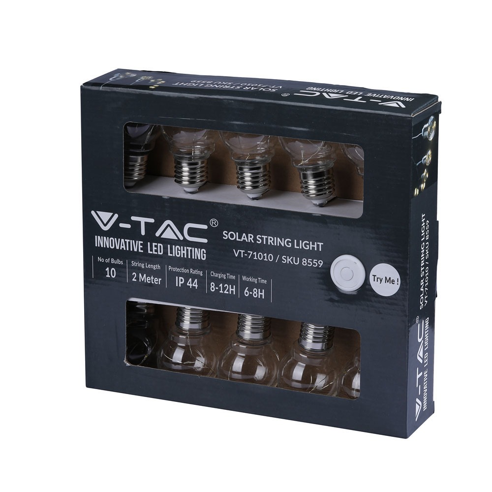 8559-2 Ghirlande solare LED pentru 10 becuri 3000K - Image 1