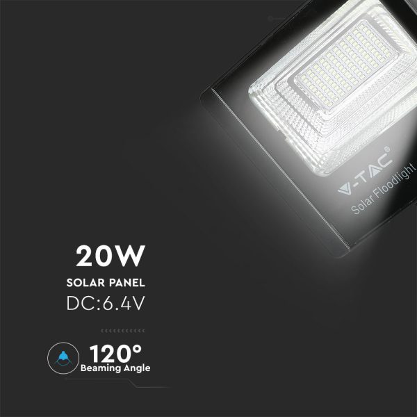 20W LED Proiector Solar 4000K Corp Negru