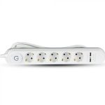 Prelungitor 4 Intrări Întrerupator iluminat & 2 Port-uri USB 3G 1.5mm x 1,4m Alb