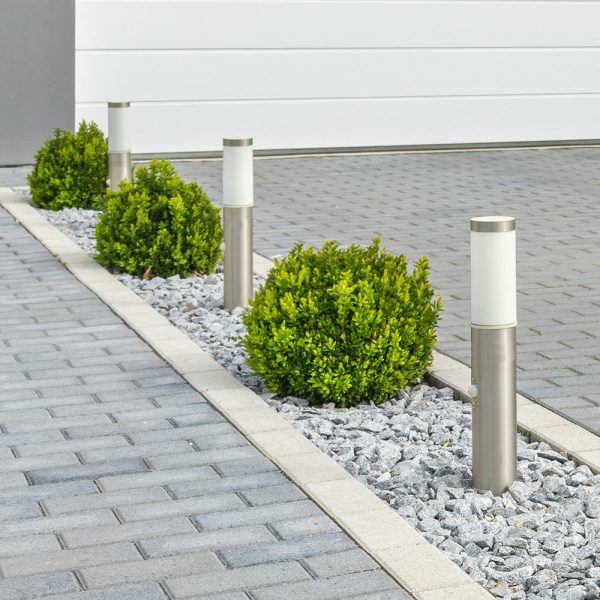 E27 Bollard Lamp 45cm PIR Senzor Oțel Inoxidabil Corp Satin Nichel IP44