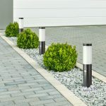 E27 Bollard Lamp 45cm PIR Senzor Oțel Inoxidabil Corp Gri IP44