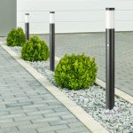 E27 Bollard Lamp 110cm PIR Senzor Oțel Inoxidabil Corp Gri IP44