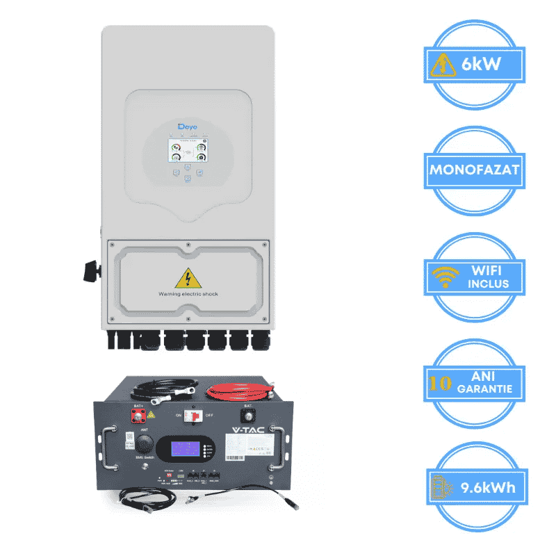 kit52 Invertor Deye 6kW, SUN-6K-SG05LP1-EU-AM2-P + Acumulator V-TAC 9.6 kWh - Image 1
