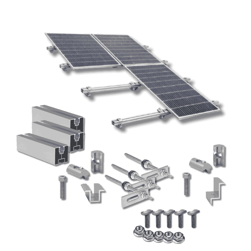 kit57-1 Kit structură pentru 3 panouri fotovoltaice, 1 rând, țiglă metalică - Image 1
