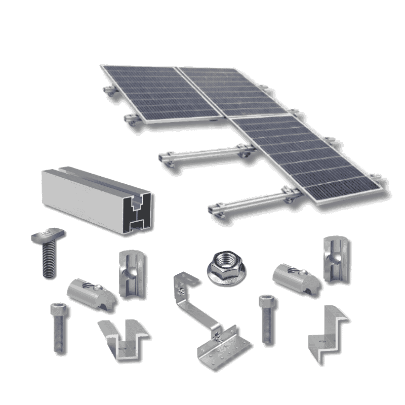 kit58-1 Kit structură pentru 3 panouri fotovoltaice, 1 rând, țiglă ceramică - Image 1