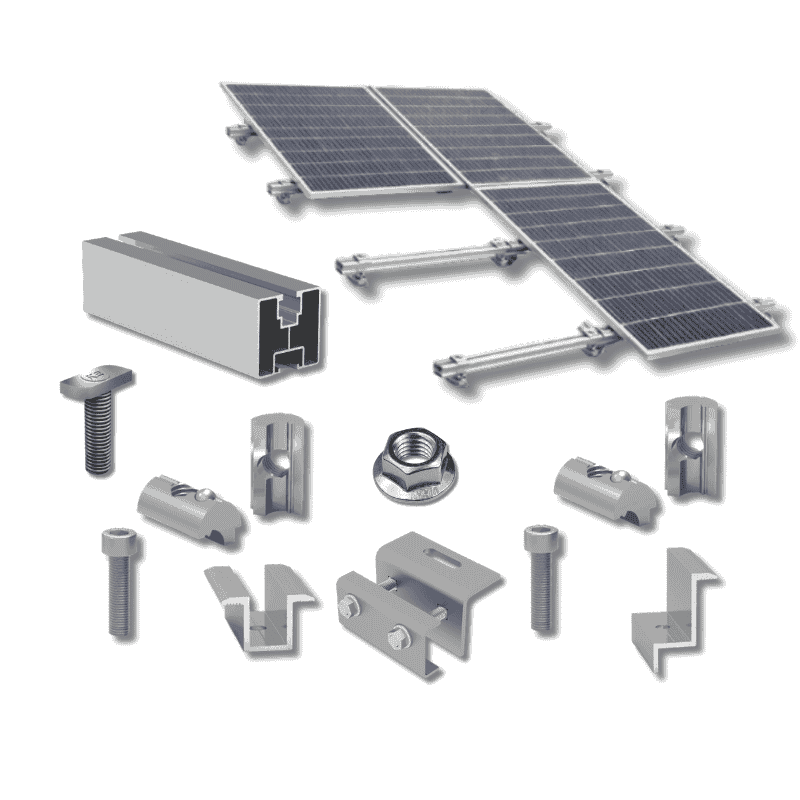 kit60-1 Kit structură pentru 3 panouri fotovoltaice, 1 rând, tablă fălțuită - Image 1