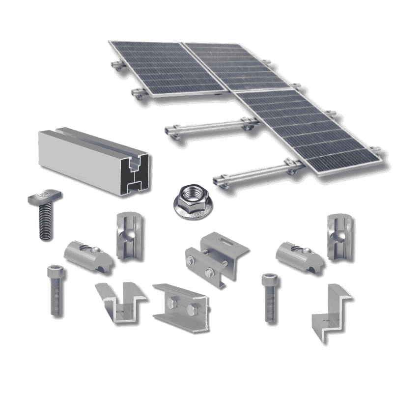 kit64687276801 Kit structură pentru 6 panouri fotovoltaice, 1 rând, tablă fălțuită - Image 1